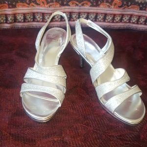 Monet silver glitter heels